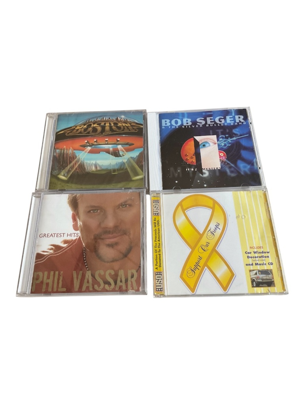 Music CDs - Boston, Bob Seger, Phil Vassar, USO (2 New/Sealed) Lot of 4